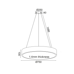LED Полилей OPTIMUS 75см бял